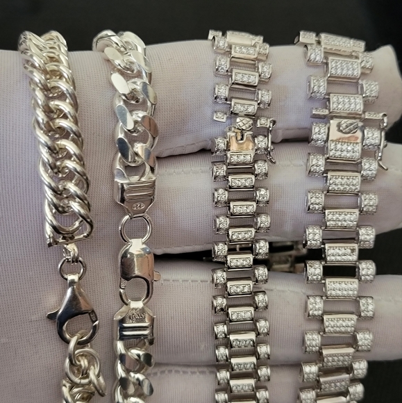 BRACELETS - REAL 925 STERLING SILVER - Picture 1 of 12